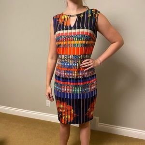 Mid-length abstract floral dress